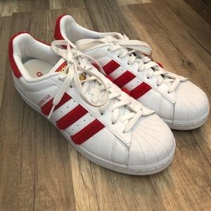 White/Red Adidas Sneakers